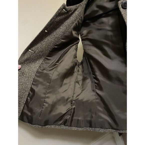 Talbots Vest Womens Small Petite Brown Wool Silk Herringbone Tweed Velvet Leaves - Picture 12 of 13